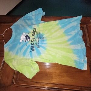 Wake & Bake Kids Tie-Dye Shirt - Blue and Green